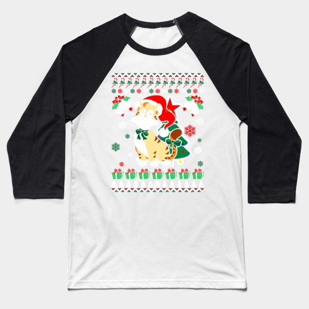 Christmas cat - Ugly Christmas Model Baseball T-Shirt by D3monic